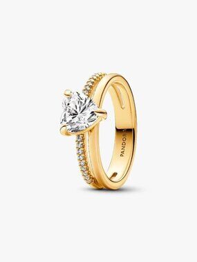 Pandora Double Band Heart Ring